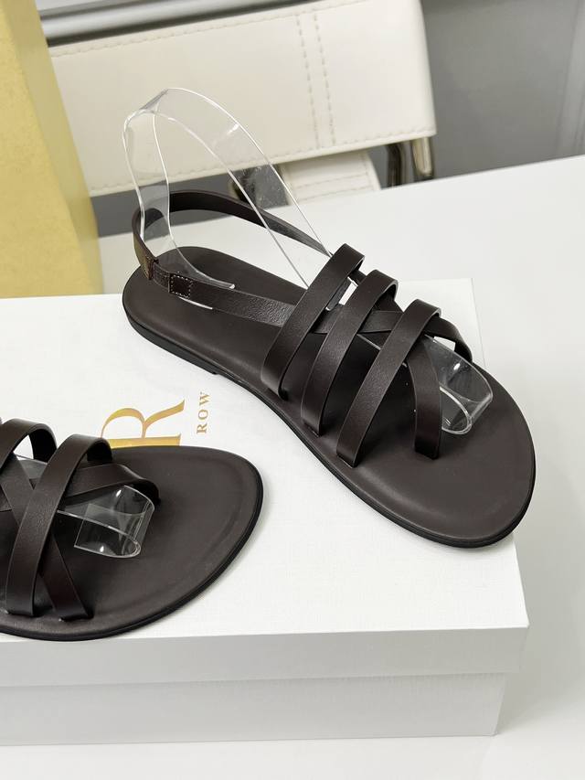 High-Quality Factory-Direct The Row 25Ss Leather Roman-Inspired Thong Sandals. I