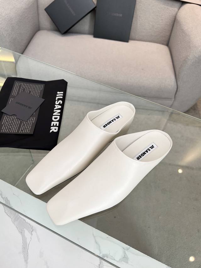 High-Quality Factory-Direct Jilsander 24Ss Spring/Summer New Square-Toe Flat Sli