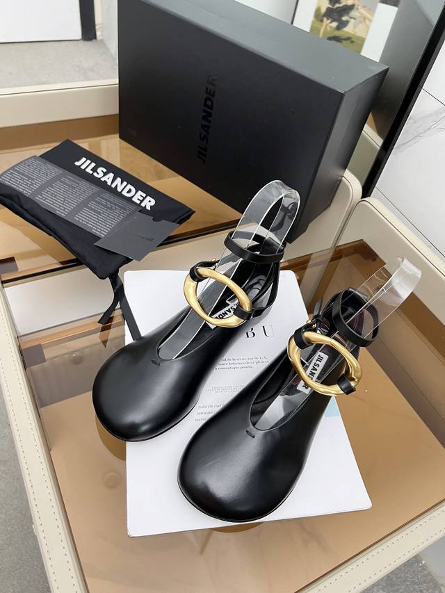 High-Quality Factory-Direct Jilsander 24 Spring/Summer Minimalist Flat Metal Buc
