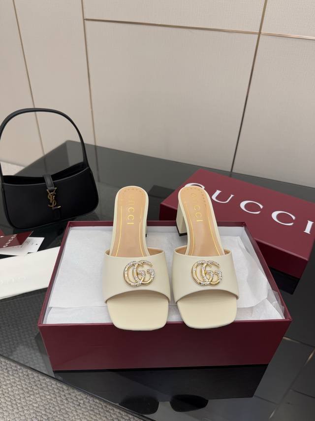Gucci Classic Water-Drilled Double G Embroidered Slippers. Original Version Purc