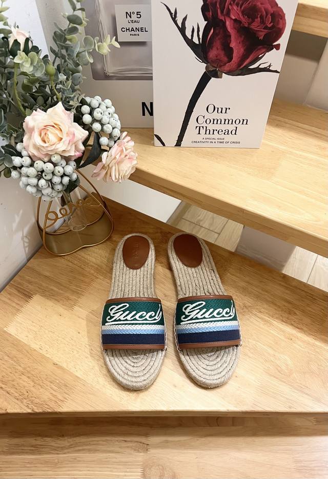 Women's And Men's Gucci Paris 2025 Spring Ines Embroidered Hemp-Soled Fisherman