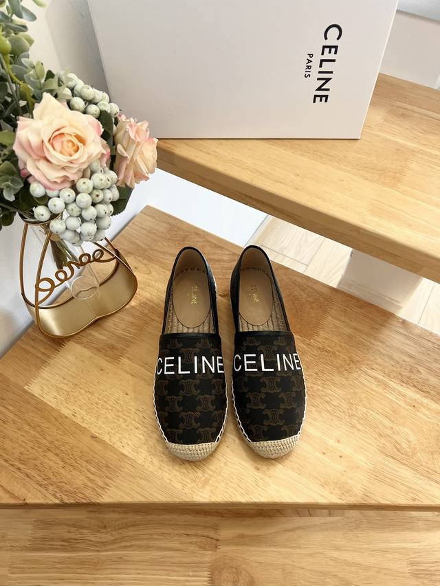 Celine Top-Tier Counterfeit Goods, Highest Version, Printed Fisherman Shoes, Bou