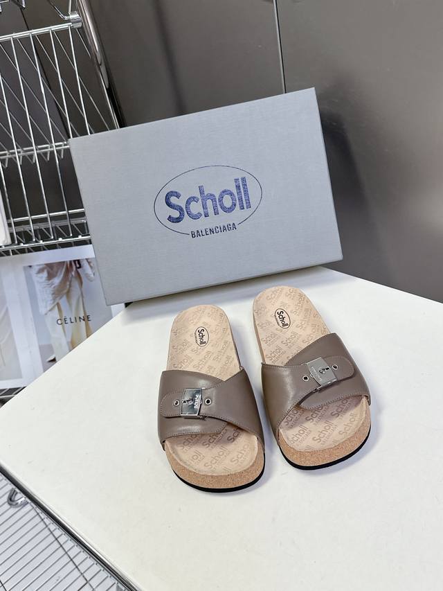 Balenciaga Paris X Scholl Collaboration Cork Sole Birkenstock-Style Sandals. Com