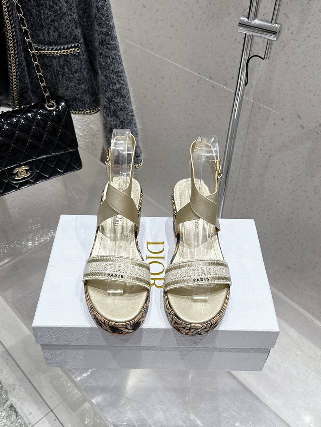 Factory 25Ss Spring/Summer New Arrival Dior D-Attitude Wedge Sandals With Cross
