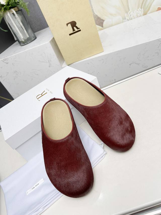 High-Quality Factory-Direct The Row 24 New Horsehair-Trimmed Slip-On Sandals. Re