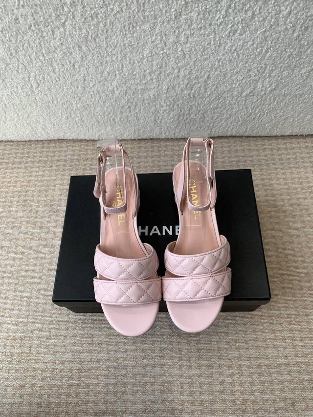 Official Websitebox Packaging Chanel 24Ss Double Strap Chunky Heel Sandals, Genu