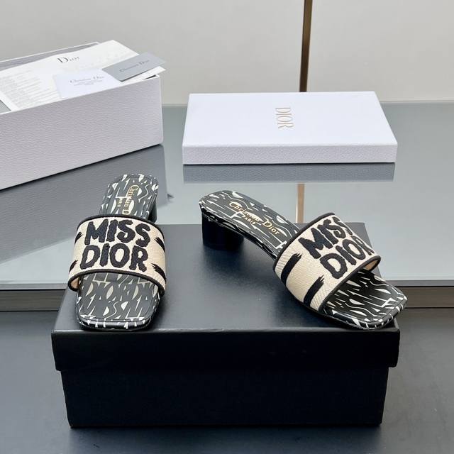 Top-Tier Version, Flat Sole, Mid-Heel, Dior Spring/Summer New Upgraded Embroider