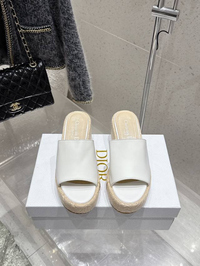25Ss Spring/Summer New Arrival Dior D-Attitude Wedge Heel Sandals With Cross Str
