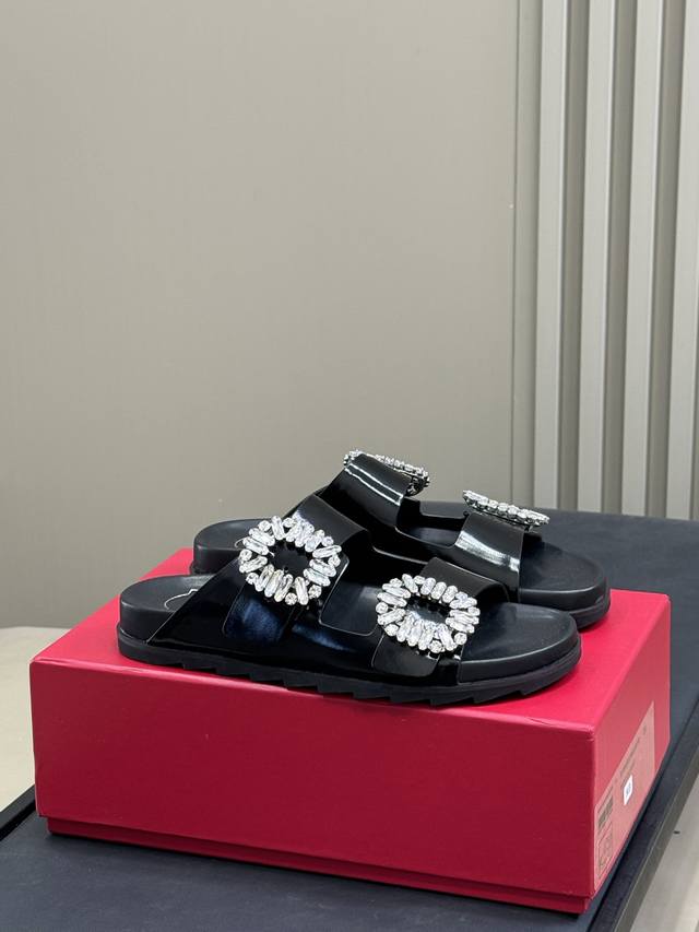 High-Quality Roger Vivier Ss25 New Arrival~ Rv Classic Diamond Buckle Sandals A