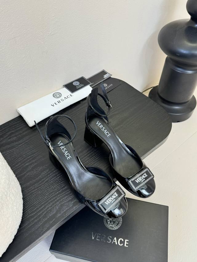 Versace 2025 Spring/Summer New Arrival Bow-Tied Round-Toe Mary Jane High-Heel Sh