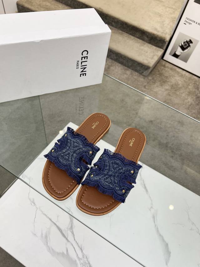 Genuine Leather Sole Celine 2025 Spring/Summer New Arrival Slippers Feature Orig