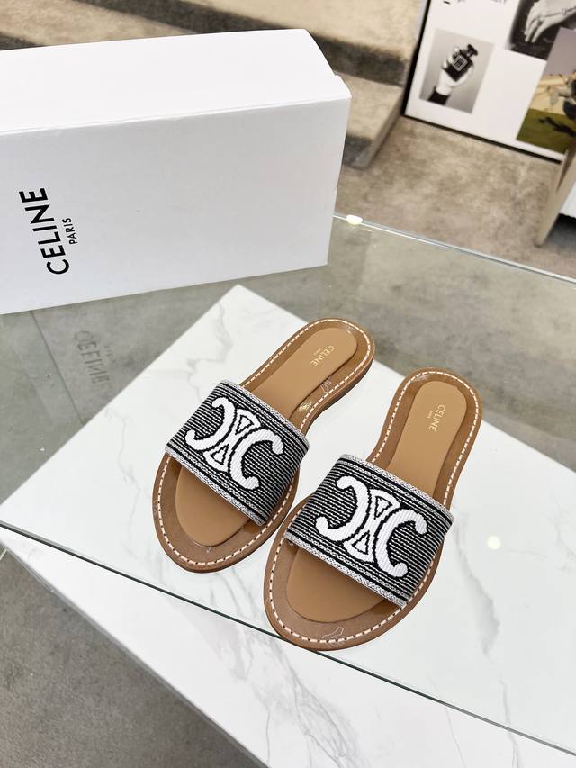 Celine 2025 Spring/Summer New Arrival Half-Slip-On Shoes: The Upper Features Ori