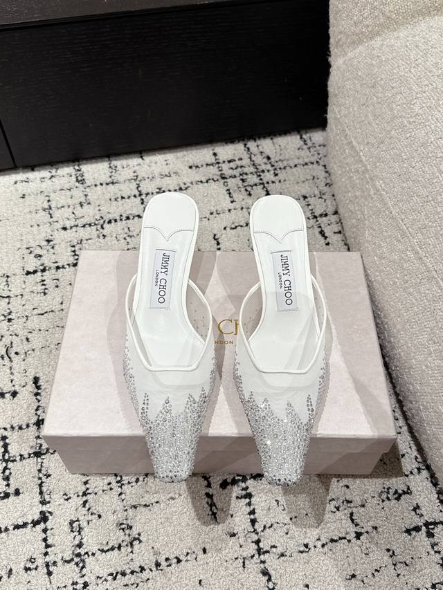 Jimmy Choo 25 Latest Lace-Up Sequined Square-Toe Slippers, Same As Store Version