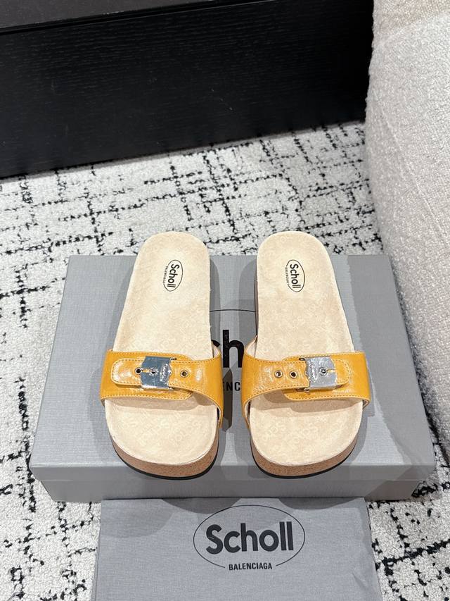 Scholl X Balenciaga Paris 25 Round-Toe Flat 520 Limited Edition Cork Sole Anti-S
