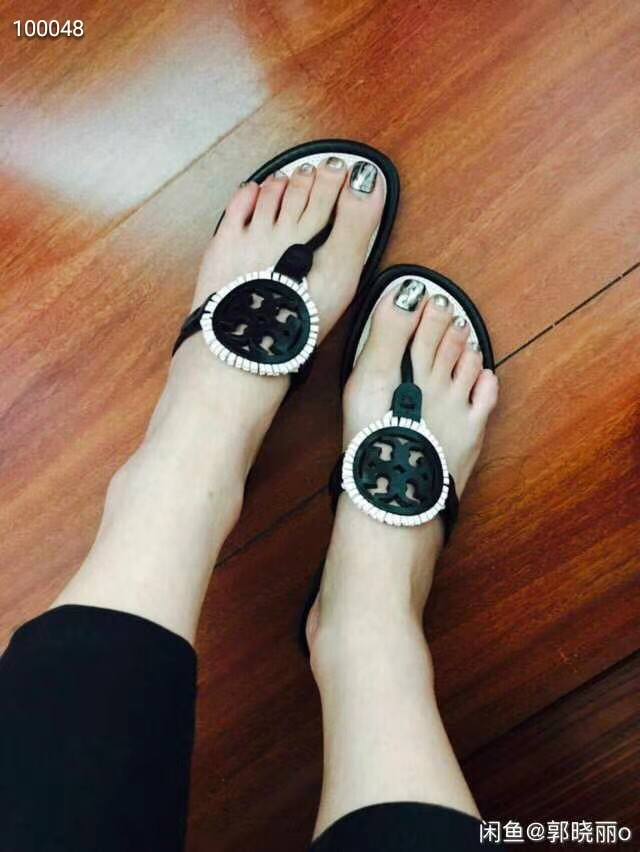 Factory Price P Tory Burch Miller Feinge Color-Blocked Leather Women's Sandals,