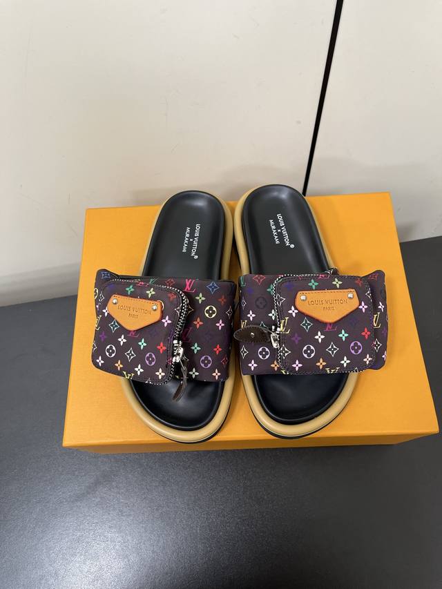 Men's Couple Size Louis Vuitton X Murakami Collaboration Bread-Shaped Slippers A