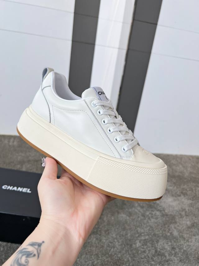 Thick-Soled Leather Chan*L Early Spring New Arrival Blockbuster Hit, Large-Toe S