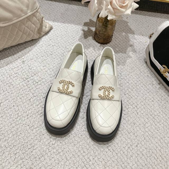 Chanel 24B Loafers With Sheepskin Upper And Lining. Classic Original 1:1 Embroid