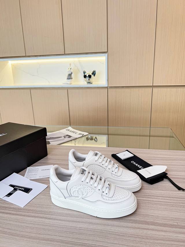 Chanel's Latest Design, Full Leather, Panda Colorway, White Sneakers, Casual And