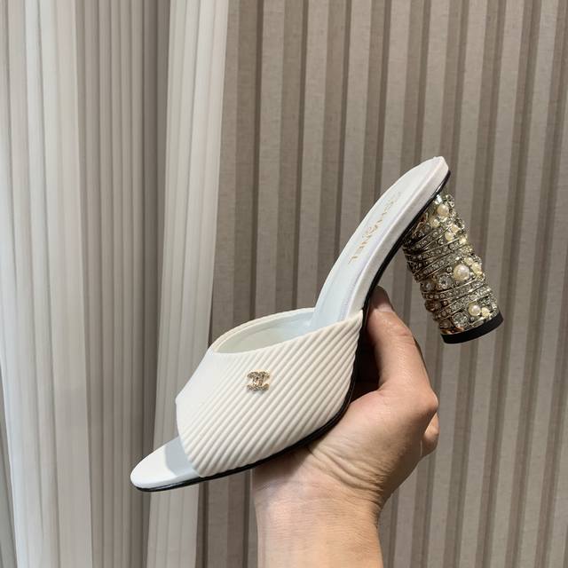Chanel* | Chanel 25 New Arrival Absolutely Stunning T-Strap Chunky Heel Crystal-