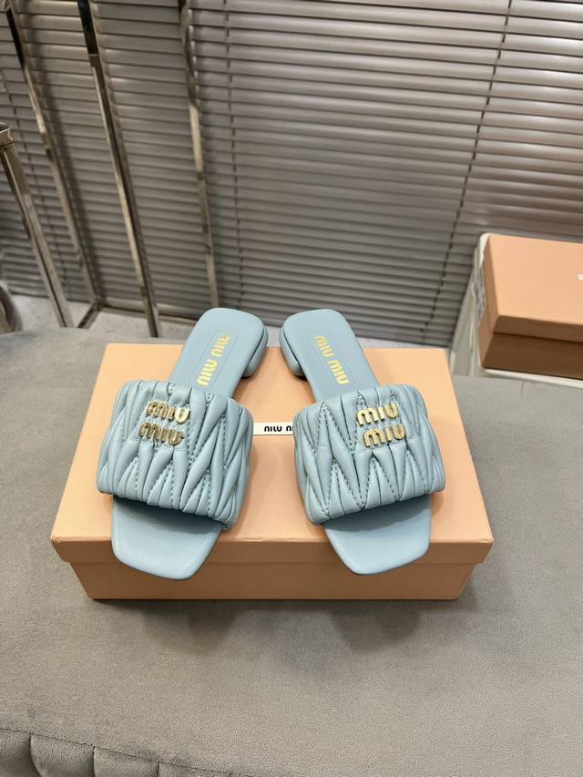 Factory-Made Miumi* Miu Miu Spring/Summer New Flat Lambskin Sandals Shoe Upper: