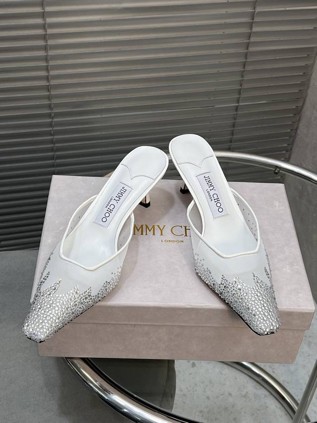 Factory-Direct Top-Tier Version Jimmy Choo | Zhou Yangjie's New Square-Toe Mesh-
