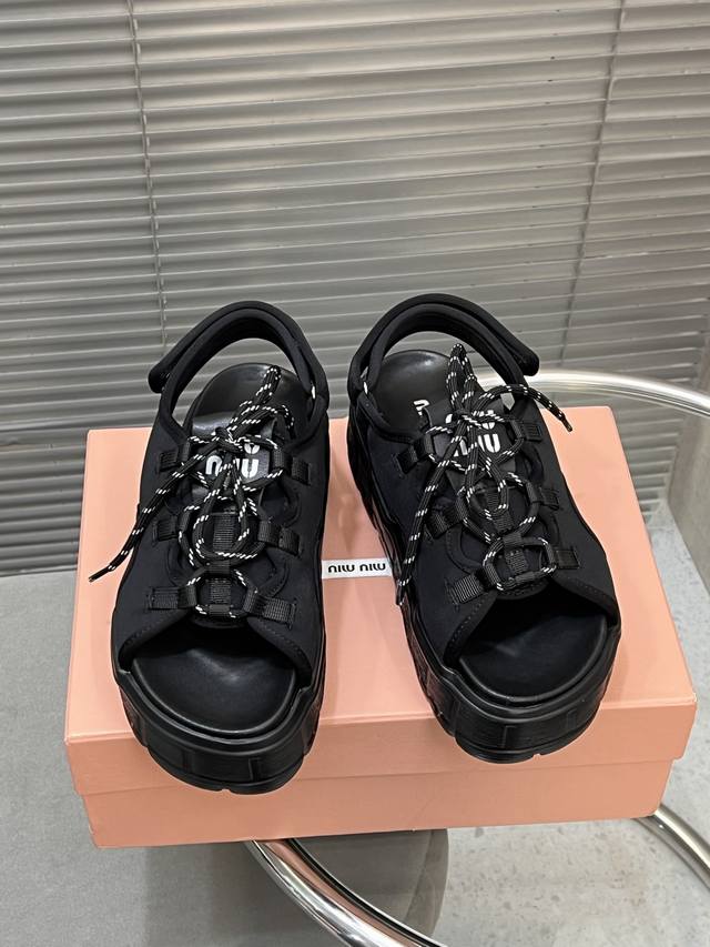 Factory-Made Miu Miu Autumn/Winter New-Style Thick-Soled Sandals. Miu Miu's New