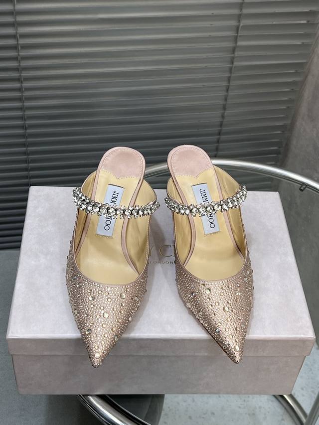 Top-Tier Version Jimmy Choo | Zhou Yangjie New Water-Drill Chain-Strap Pointed-T