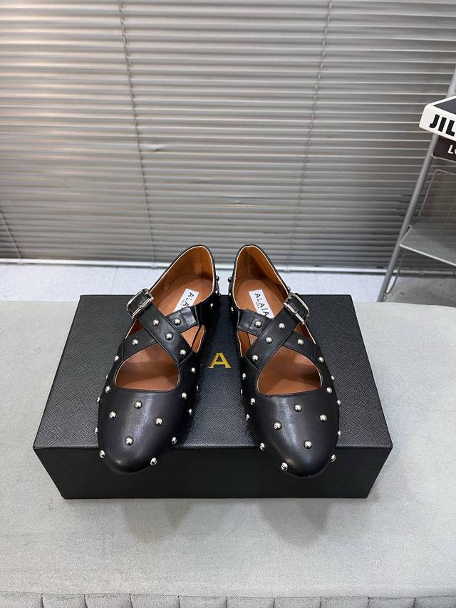 Factory-Direct Alaia Runway-Inspired Flat Ballet Shoes With Cross-Strap Roman-St