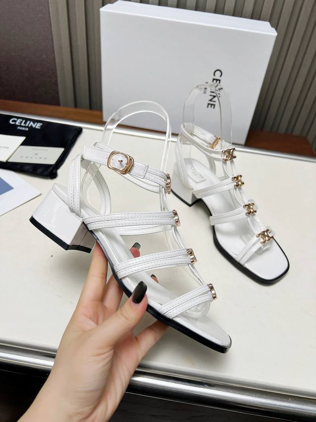 Celine Spring/Summer Latest Retro Arc De Triomphe Fashionable Chunky Heel Sandal
