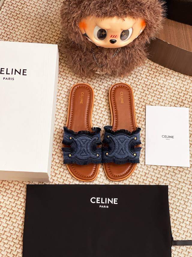 Celine 25 New Genuine Leather Sole Slippers, Entire Shoe Purchased And Developed