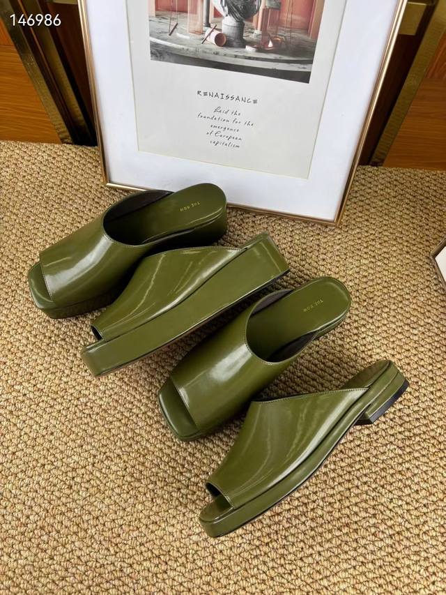 Factory Direct The Row 2025 Spring/Summer New Fish-Mouth Square-Toe Sandals Thic