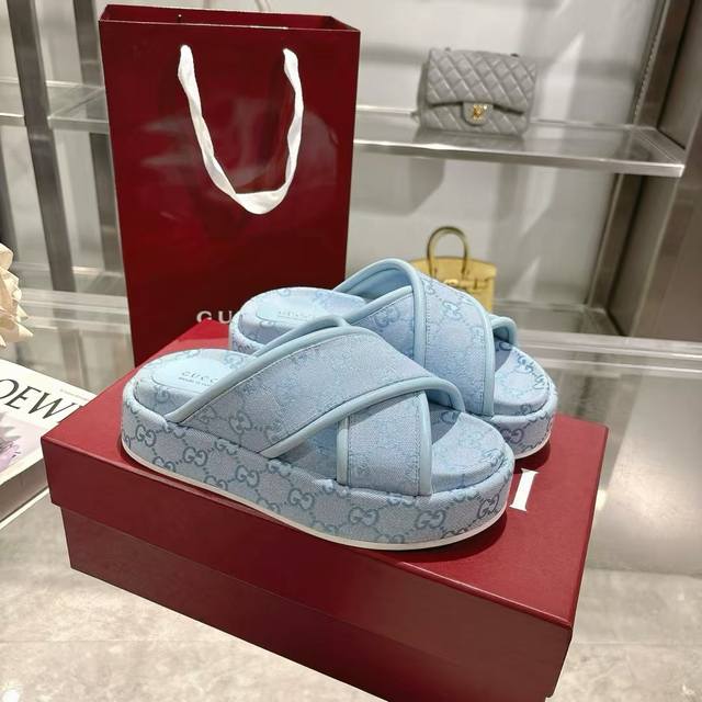Women's New Arrival Gg Crossed Shoe Upper Thick-Soled Sandals The Iconic Gucci L