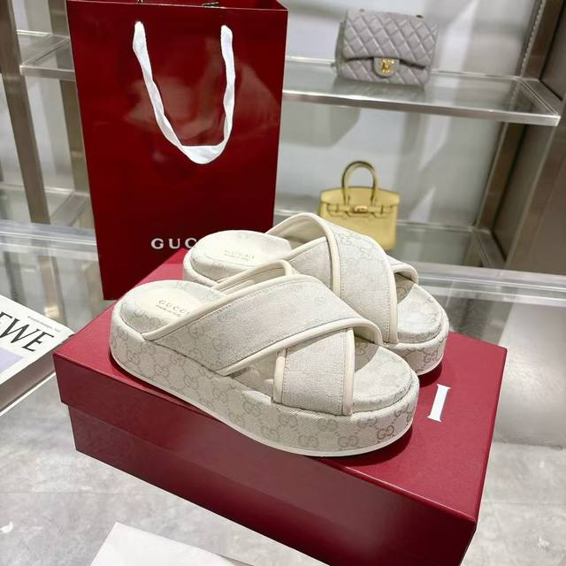 Women's New Gg Cross-Strap Thick-Soled Sandals The Iconic Gucci Logo And Intrica