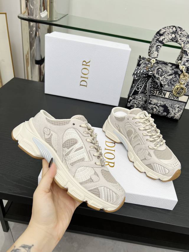 This Dior Chrono Sporty Half-Slip Sandal Reinterprets The Running Shoe In Dior's