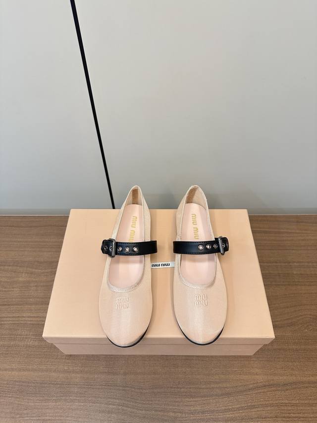 Miumiu 25Ss Early Spring New Arrival Mary Jane Ballet Mesh Dance Shoes Runway Cr