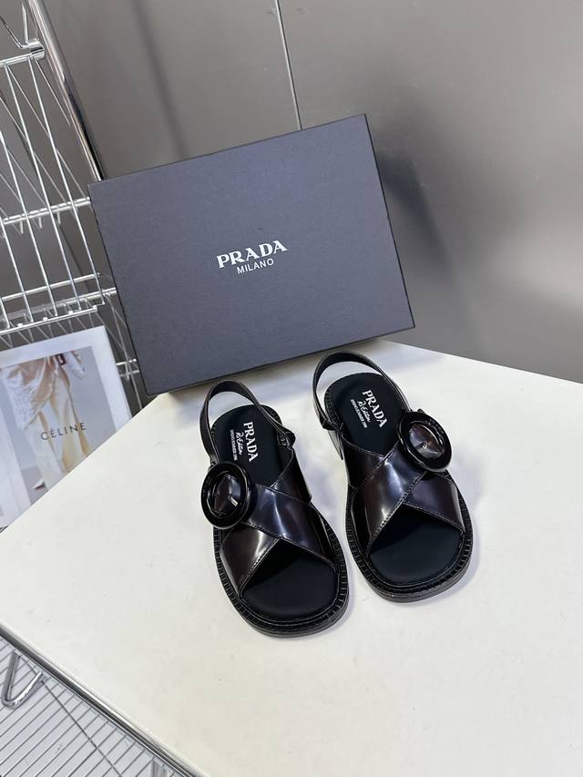 Prada Spring/Summer Latest Cross-Strap Retro Sandals. Endorsed By Numerous Influ