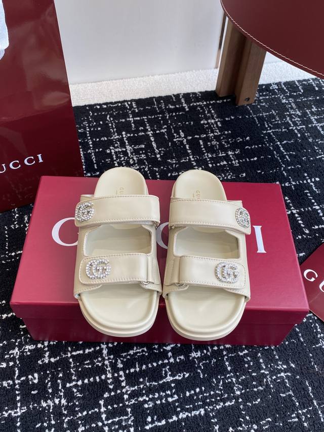 Premium-Quality Gucci 25Ss Spring/Summer Series Gg Diamond-Shaped Beach Flat San