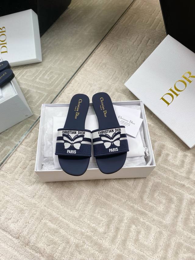 Factory Price 25Ss Summer New Arrival Dior Dway Butterfly Embroidered Chunky Hee