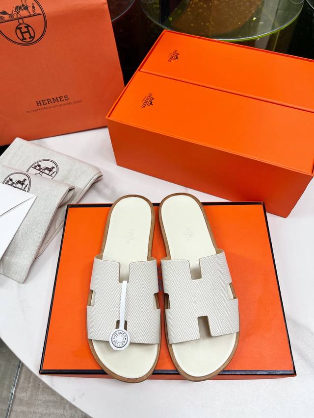 Top-Tier Version Classic H-Shaped Men's Slippers Newly Released. Herme Herm S Me
