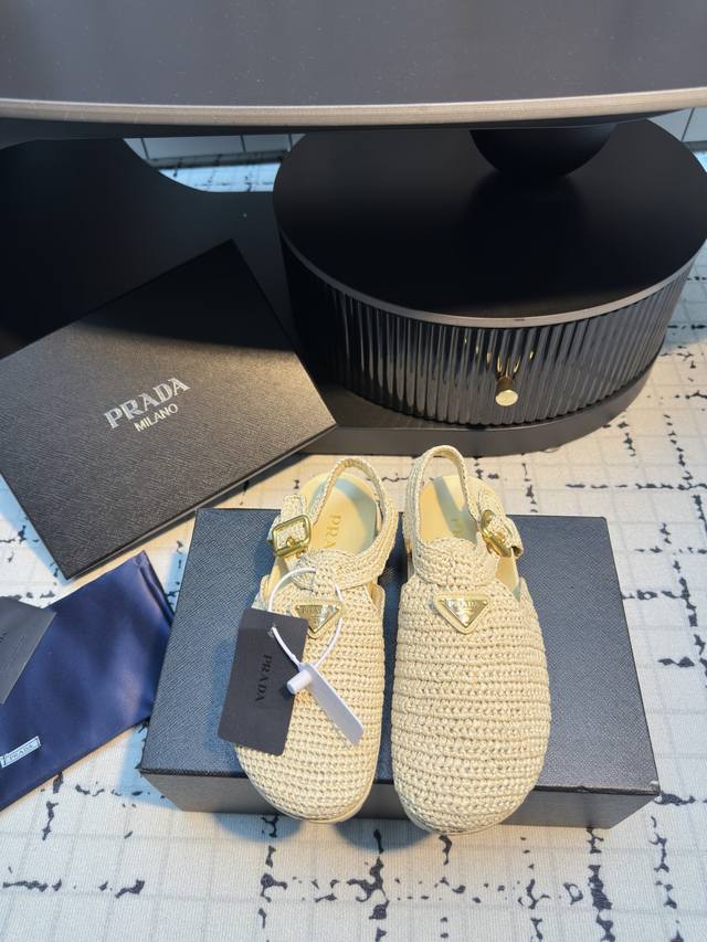 Prada 25 New Roman-Woven Toe-Covering Sandals. Sold Out Immediately Upon Arrival