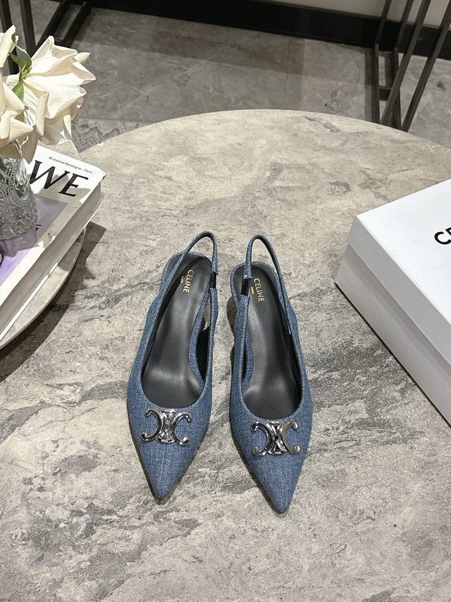 Denim Celine Early Spring Silver Arc De Triomphe Series Sili New Silver Pointed-