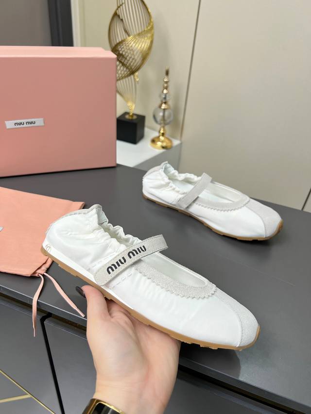Miumiu Miu Miu 25Ss Spring/Summer New Magic Tape Elastic Ballet Shoes Mary Jane