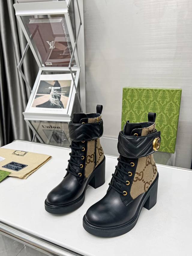 Factory Price: Yuan Autumn/Winter Gucci Double G Ankle Boots Original Molded Des