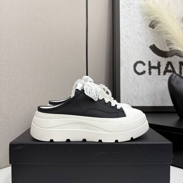 Chanel 25S Thick-Soled Pearl Bow White Sneakers, Casual Sneakers, Influencer-App
