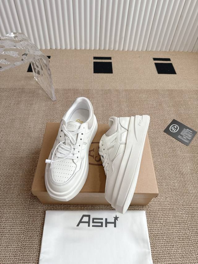 Ash Retro New Style Thick-Soled Short-Height-Enhancing White Sneakers Simple And