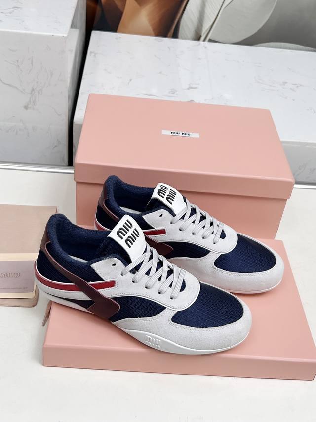 Miumiu Miu Miu Breathable Mesh Casual Shoes 2025 Latest Model British-Style Lace
