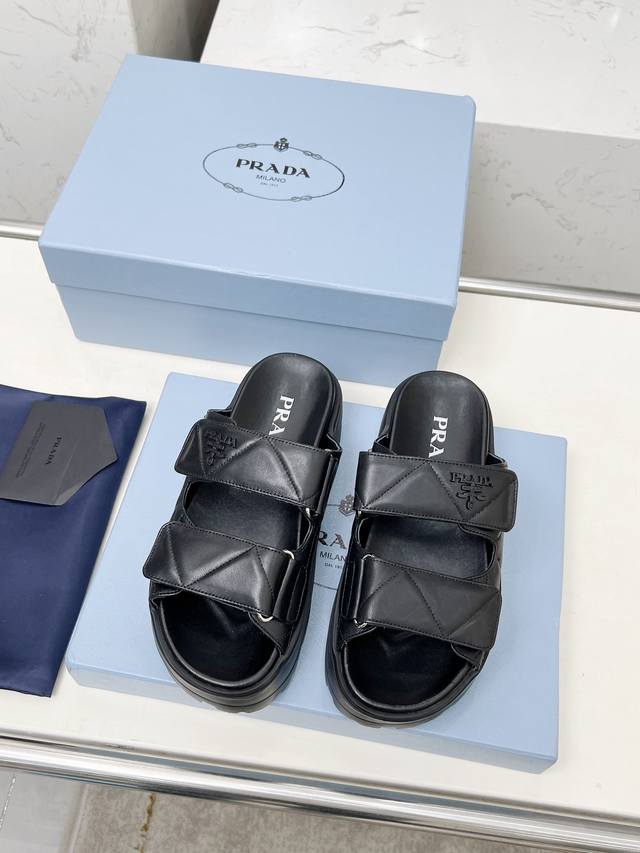 Prada 2025 Spring/Summer New Arrival Magic Strap Sandals Latest Runway Style, Cl