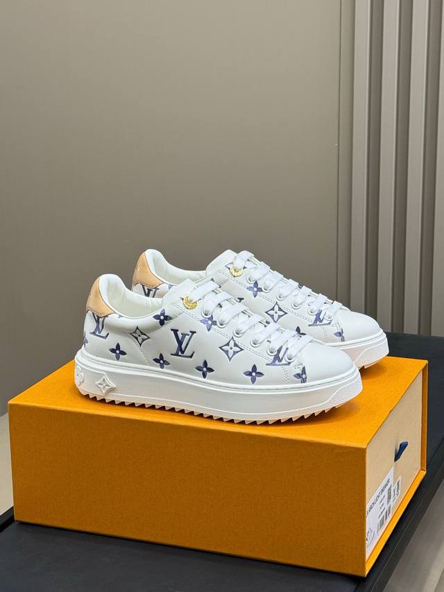 Lv Donkey Ss25 Time Out Series Embossed Letter White Sneakers Monogram Floral Sn