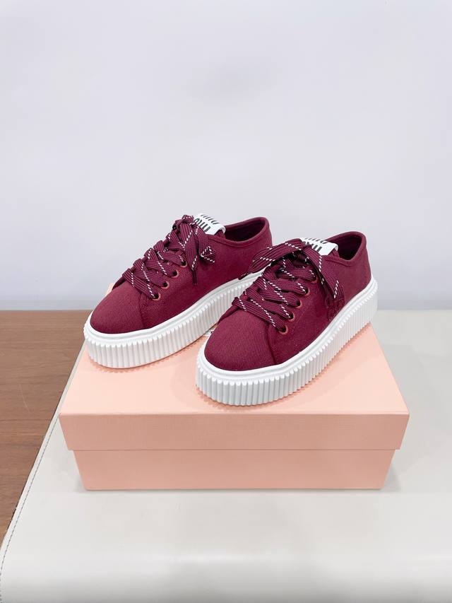 Miumi*25Ss Spring New Arrival Thick-Soled Cookie Shoes Latest Runway Style, Clas